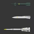 Different Types Of Military Missiles With Tail Fins And Yellow Tips