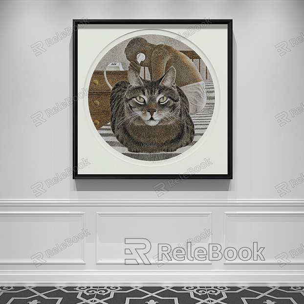 Modern Animal Painting Simple Brown Entrance Animal Cat Decorative Painting model