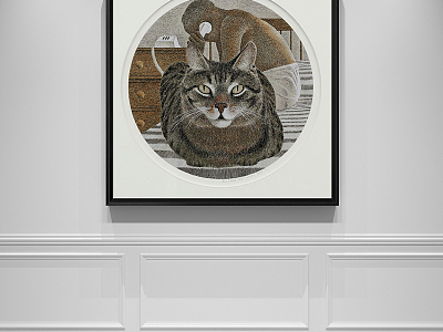 Modern Animal Painting Simple Brown Entrance Animal Cat Decorative Painting model