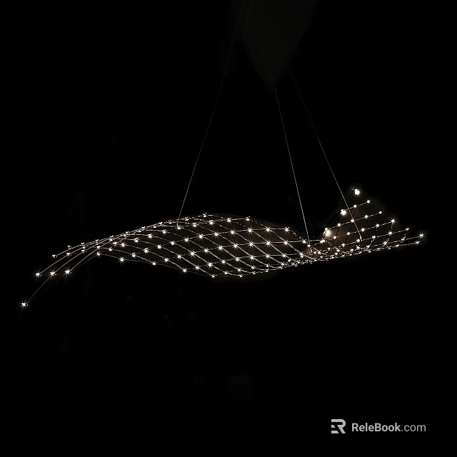 Modern Wave Shaped Chandelier With Net Design And Small Hanging Lights 3d model