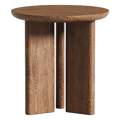 Wooden Side Table with Round Top and Cylindrical Legs Natural Wood Grain Modern Design Furniture 3d model