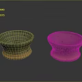 Set Of Two Handcrafted Green Ceramic Bowls With Yellow Base For Home Decor