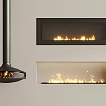Modern Stylish Interior Fireplace Designs Featuring Hanging Built in And Burning Flames