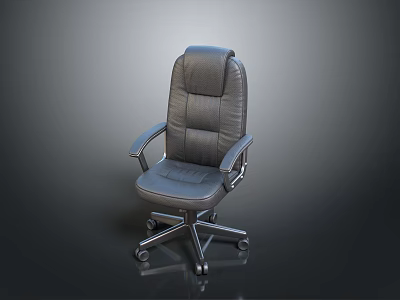 Modern Black Leather Office Chair With Ergonomic Design And Swivel Wheels 3d model
