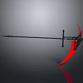 Black and Red Sickle Weapon with Long Handle Shiny Blade Modern Design