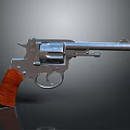 Classic Vintage Silver Revolver With Wooden Grip And Polished Metal Finish