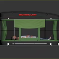 Modern Outdoor Camping Tent With Green Awning Transparent Sides And Comfortable Interior