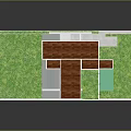 Cartoon Scene Architectural Model With Green Lawn Wooden Floors And Water Pool