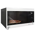 White Countertop Microwave Oven With Pizza Inside Modern Kitchen Appliance 3d model