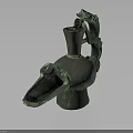 Ancient Bronze Ewer with Dragon Shaped Handle and Bird Shaped Spout in Traditional Design