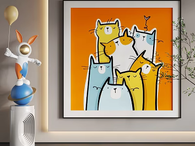 Cartoon Hanging Paintings Cartoon Hanging Paintings Children Hanging Paintings 3d model