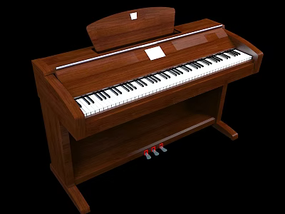 Wooden Piano With Black And White Keyboard And Pedals For Musical Instrument 3d model