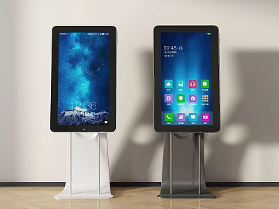 Commercial Interactive Touchscreen Kiosks With Modern Stand Design And Digital Display Interface 3d model