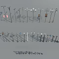 Various Styles Of Outdoor Lights With Metal Poles And Decorative Designs