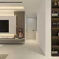 Modern Living Dining Room Interior With Beige Sofa Coffee Table TV Wall And Large Windows