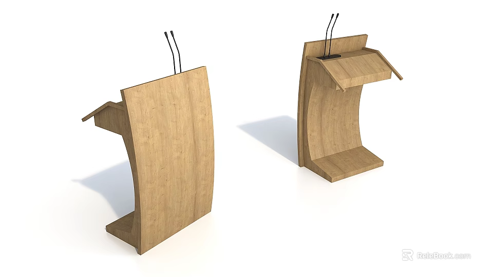 Wooden Curved Display Stands With Hooks In Open And Closed States Design 3d model 