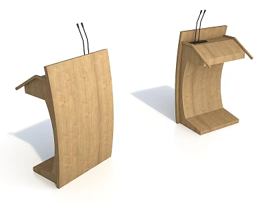 Wooden Curved Display Stands With Hooks In Open And Closed States Design 3d model
