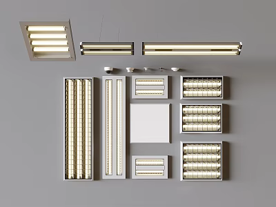 Grille lamp embedded grille lamp tube 3d model