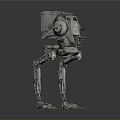 Sci Fi Mechanical Walker With Four Metal Legs And Rough Surface Design