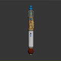 Multi Colored Vertical Industrial Component With Blue Top Yellow Middle And Red Base