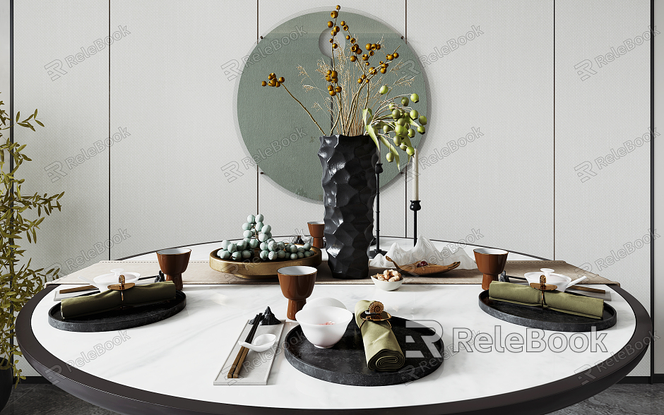 Light Luxury Dining Table Tableware model