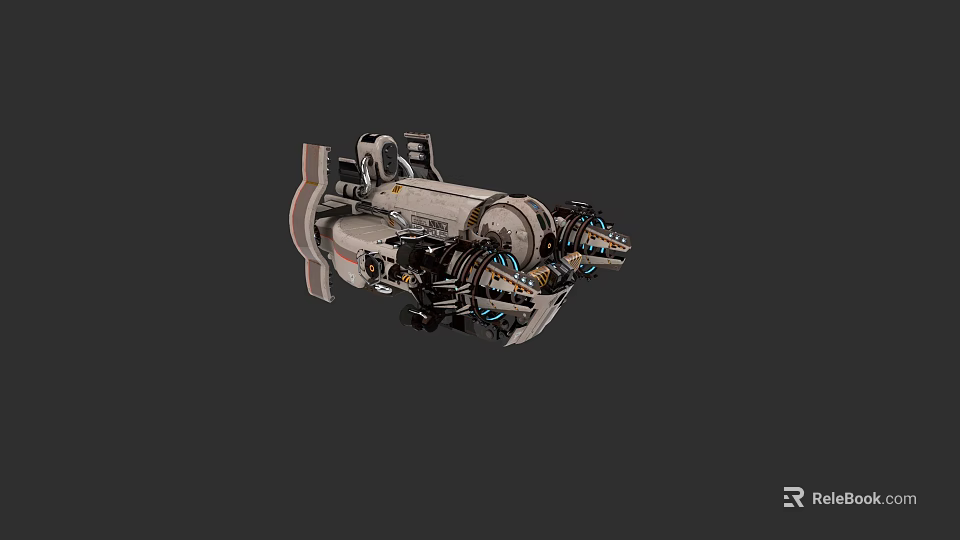 Futuristic Warship With Advanced Weapon Systems Sleek Metallic Structure And Dual Thrusters 3d model 