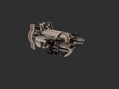 Futuristic Warship With Advanced Weapon Systems Sleek Metallic Structure And Dual Thrusters 3d model