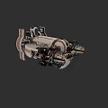 Futuristic Warship With Advanced Weapon Systems Sleek Metallic Structure And Dual Thrusters