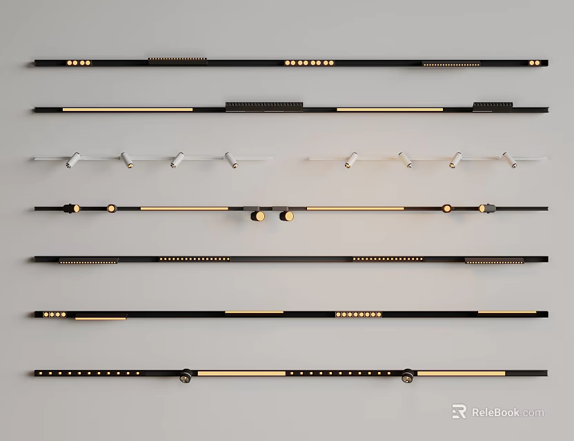 Modern Downlights and Spotlights with Various Black White and Gold Designs 3d model 