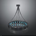 Modern Circular Chandelier Lighting Combination With Blue Lights And Metal Frame Design