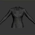 Classic Dark Colored Blazer Jacket With Lapel Design And Decorative Buttons