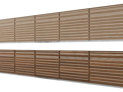Wooden Railings With Horizontal Slats For Outdoor Balcony Deck Design 3d model