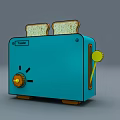 Blue Toaster Kitchen Appliance With Two Slices Of Toasted Bread On Top