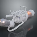 Futuristic Sci Fi Weapon with Transparent Globe Orange Glowing Core Mechanical White Structure 3d model