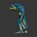 Blue Animal with Red Eyes Green Belly Standing Posture Belt Decoration and Yellow Claws