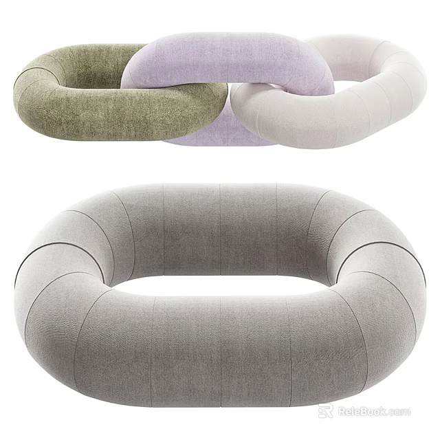Modern Unique Shaped Circular Sofa With Soft Upholstery And Multiple Pastel Colors 3d model 