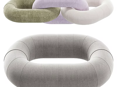 Modern Unique Shaped Circular Sofa With Soft Upholstery And Multiple Pastel Colors 3d model