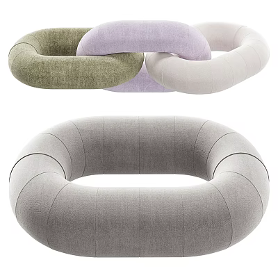 Modern Unique Shaped Circular Sofa With Soft Upholstery And Multiple Pastel Colors 3d model