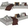 Gray Sectional Sofa With Decorative Pillows And Burgundy Blanket For Living Room
