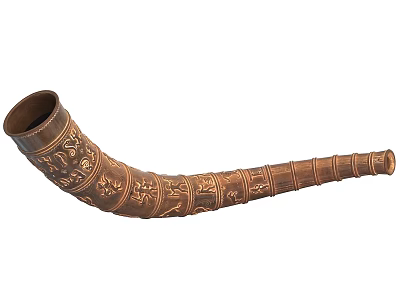 Antique Brass Horn With Intricate Carvings And Traditional Decorative Patterns 3d model