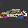 White Martini Racing Car Model With Number 7 And Red Blue Stripes