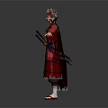 Elegant Male Character In Traditional Red Robe With Ornate Headdress And Open Arms Pose