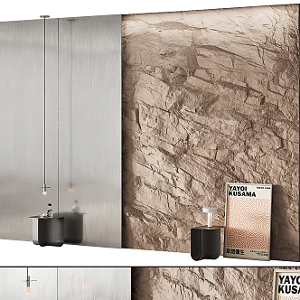 Modern bedside background wall Bedroom rock background wall 3d model