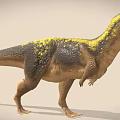 Realistic 3D T Rex Like Dinosaur Model With Yellow Black Markings Standing Pose