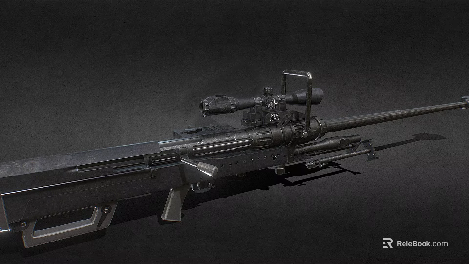 Tactical Sniper Rifle With Telescopic Sight Long Barrel And Black Tactical Finish 3d model 