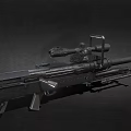 Tactical Sniper Rifle With Telescopic Sight Long Barrel And Black Tactical Finish