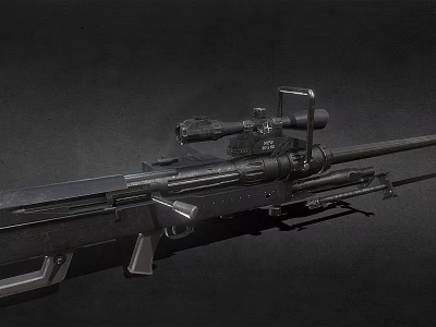 Tactical Sniper Rifle With Telescopic Sight Long Barrel And Black Tactical Finish 3d model