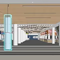 Spacious Shopping Mall Lobby With Wide Corridors Wooden Ceiling Escalators And Pedestrians