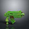 Green Spiked Futuristic Weapon With Carved Mechanical Texture And Grip Design