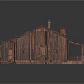 Rustic Wooden House With Wooden Roof Chimney Windows Front Porch And Wooden Steps